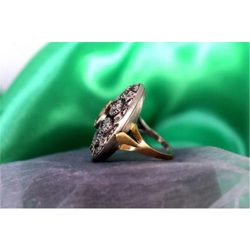 Gold and Silver Ring with Brilliant-Cut Zirconias Inlaid For Sale - Image 4 of 8