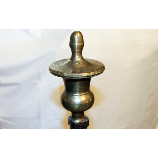 Late 19th Century English Brass & Iron Andirons - a Pair For Sale In Raleigh - Image 6 of 7