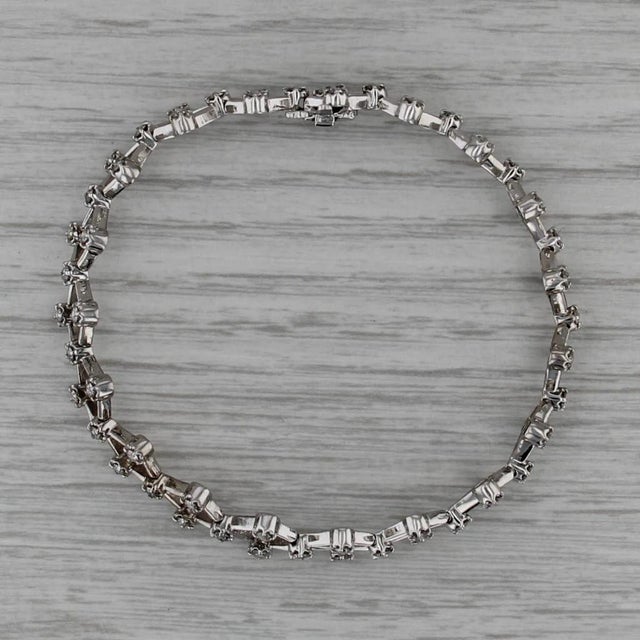 1.70ctw Diamond Lattice Bracelet 14k White Gold 6.75" 10.5mm For Sale In Greensboro - Image 6 of 8