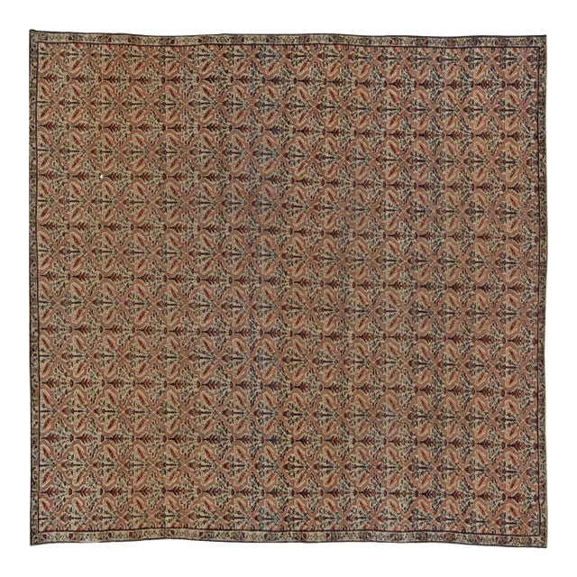 19th Century Persian Kirman Botanic Red, Green and Black Handwoven Wool Rug For Sale