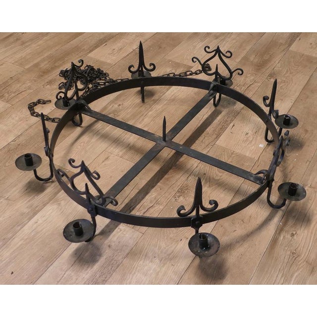 Metal Antique French Gothic Castle Chandelier, 1900 For Sale - Image 7 of 9