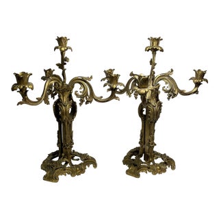1920s Art Nouveau Dore Bronze Candelabras - a Pair For Sale