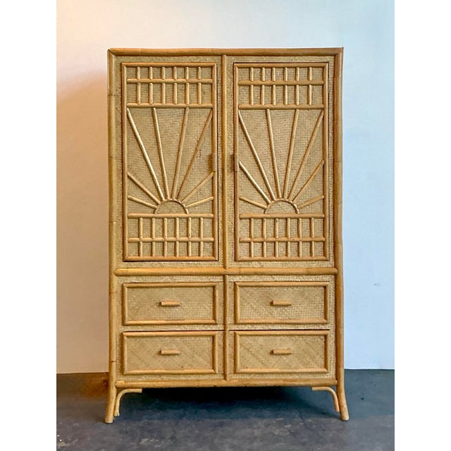 Vintage Rattan Starburst Linen Press For Sale - Image 9 of 9