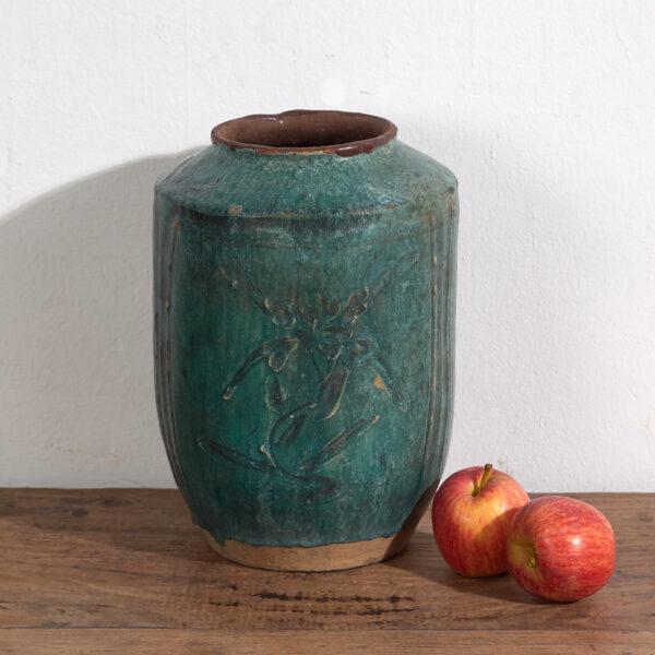 Green Antique Green Stoneware Vase For Sale - Image 8 of 8