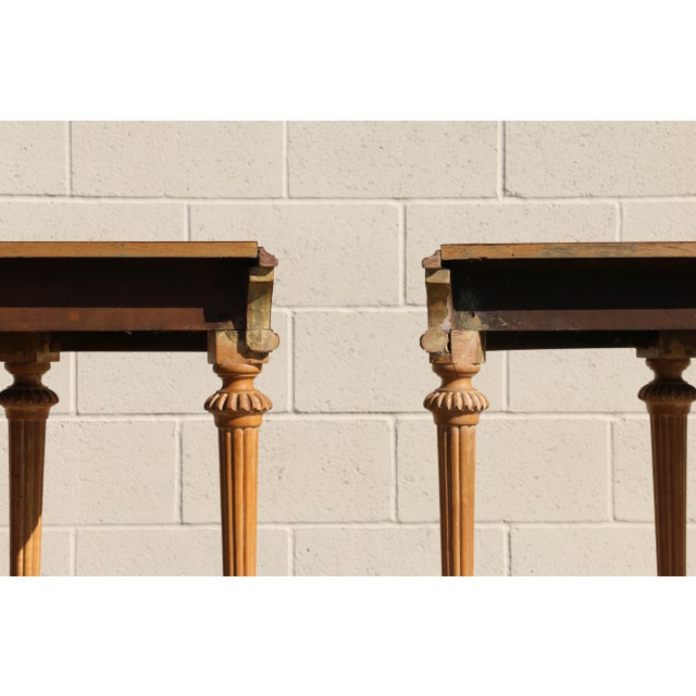 Antique 1920s Neoclassical Carved Fruitwood Demi-Lune Console Tables - Pair For Sale - Image 16 of 18