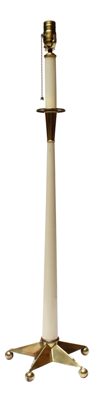 Mid-Century American Modern Tall Brass Table Lamp With Star Base