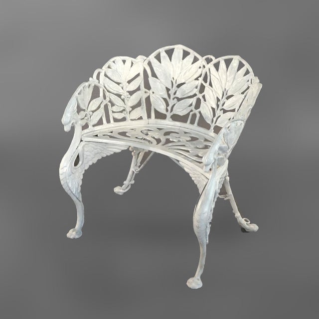 Pair Antique Painted Cast Iron Figural Fern Garden Chairs by Hart C1890 Measures- 26.5''H x 26.5''W x 25.5''D; SH?