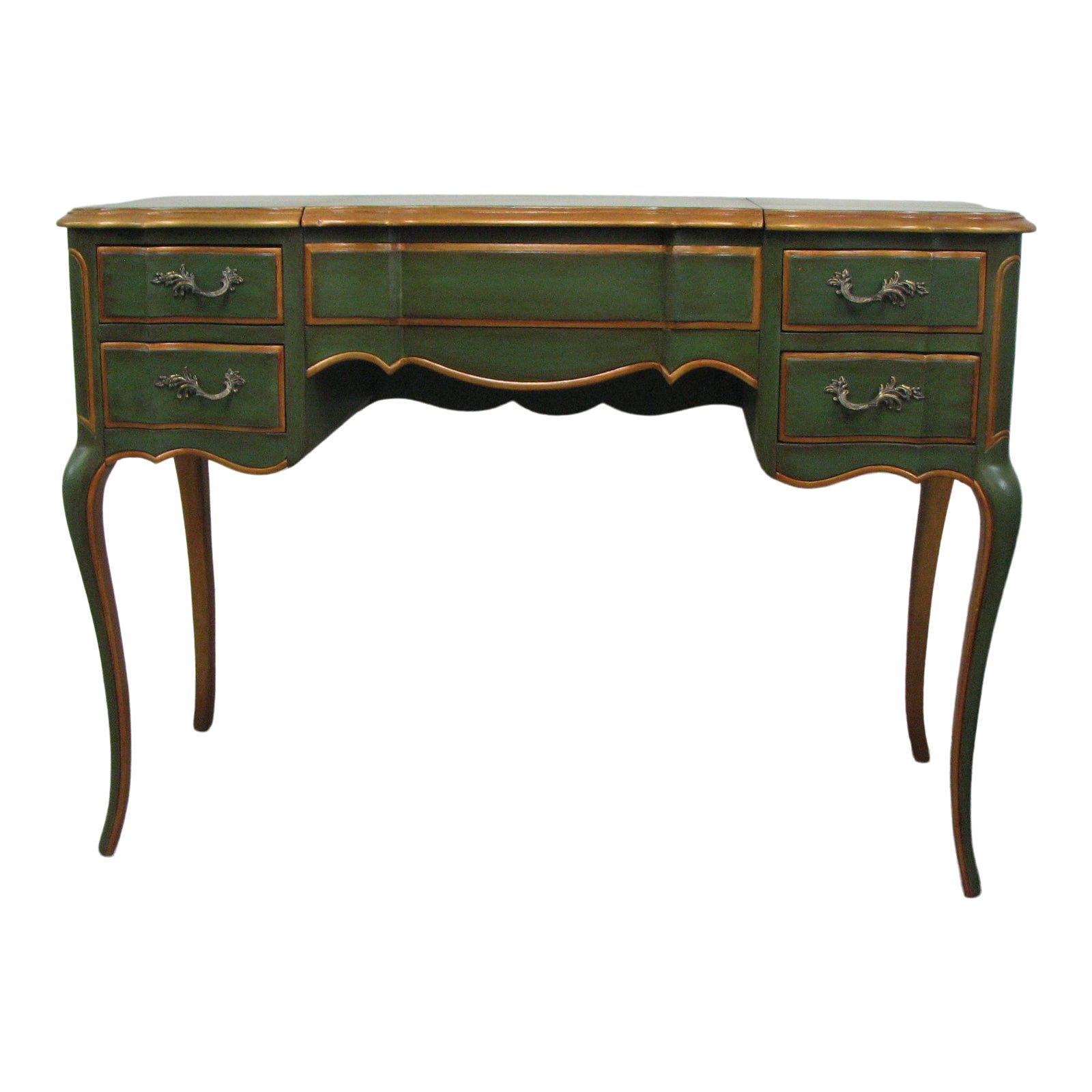 Vintage FrenchStyle Green & Gold Painted Writing Desk Chairish