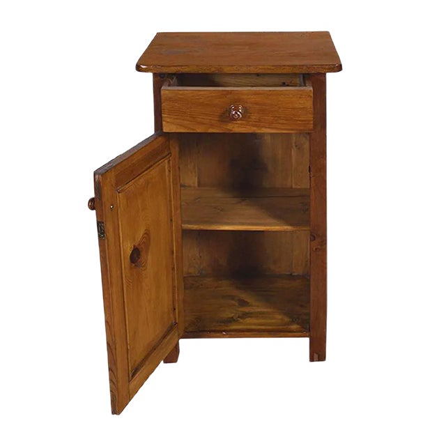 Vintage Rustic Solid Pine Tyrolean Nightstand For Sale