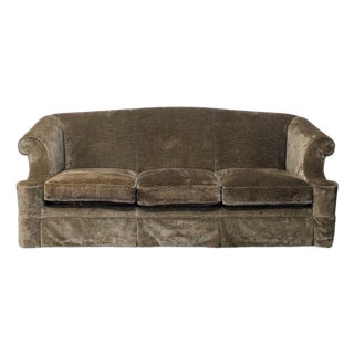 Marco 3-Seat Sofa With Rolled Arms in Brown Velvet Upholstery For Sale