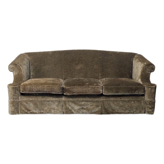 Marco 3-Seat Sofa With Rolled Arms in Brown Velvet Upholstery For Sale