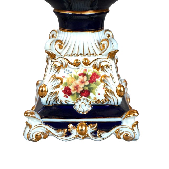 Ceramic Antique French Old Paris Enameled Gilt Decorated Porcelain Urn Vases, 19th Cent For Sale - Image 7 of 9