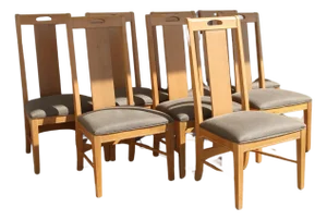 1970s Thomasville Furniture Oak Dining Chairs - Set of 6