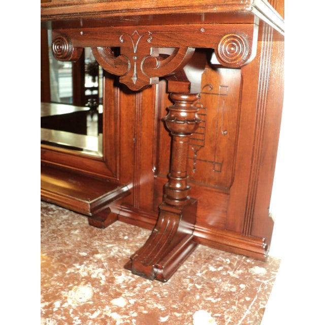 Red Late 19th Century Victorian Marble Top Cherry Buffet with Mirror For Sale - Image 8 of 12