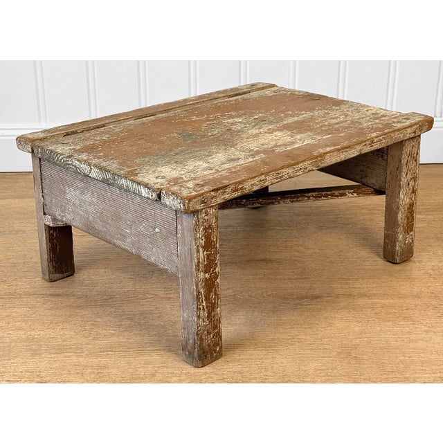 Early 20th Century Antique Primitive Farmhouse Wood Step Foot Stool For Sale - Image 5 of 9