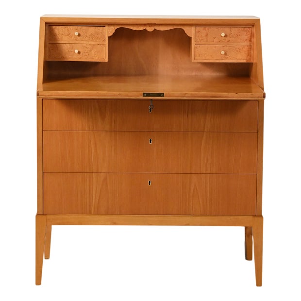 Scandinavian Secretary in Elm and Radish, 1950s For Sale