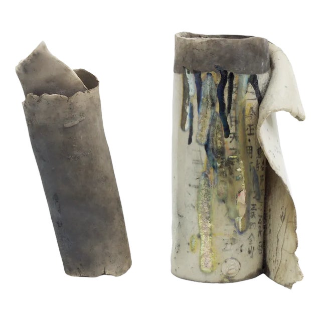 Japanese Modern White Ceramic Vase For Sale