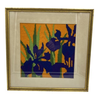 Vintage Framed Needlepoint For Sale