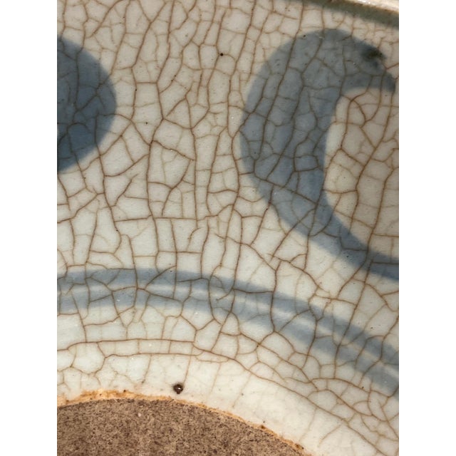 Asian Vintage Ming Blue White Swatow Zhangzhou Chargers 11" 10.5" 9.5" Kiln Crackle - Set of 3 For Sale - Image 3 of 11
