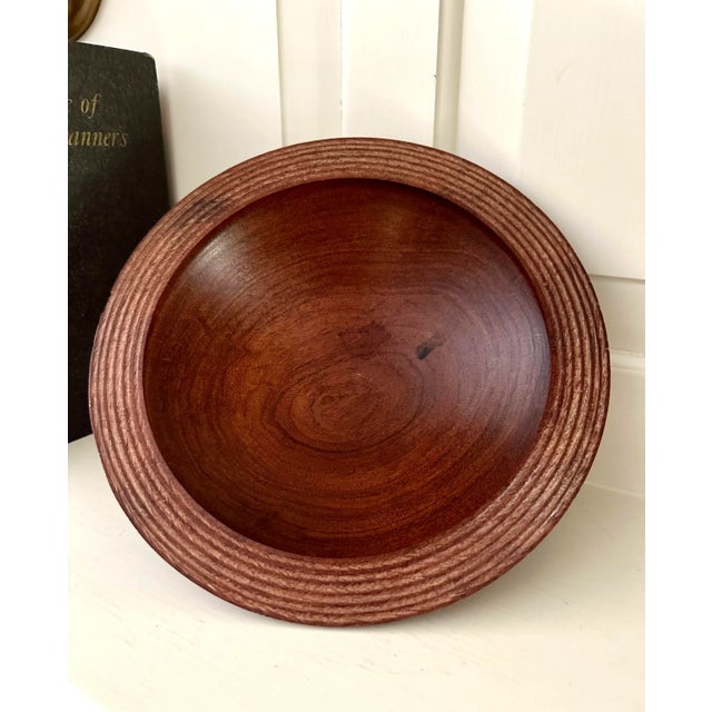 Danish Modern Style Hand-Crafted Wood Turned Walnut Bowl For Sale In Milwaukee - Image 6 of 13