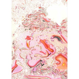 "Red Fragments" Contemporary Original Handmade Marbling Artwork For Sale