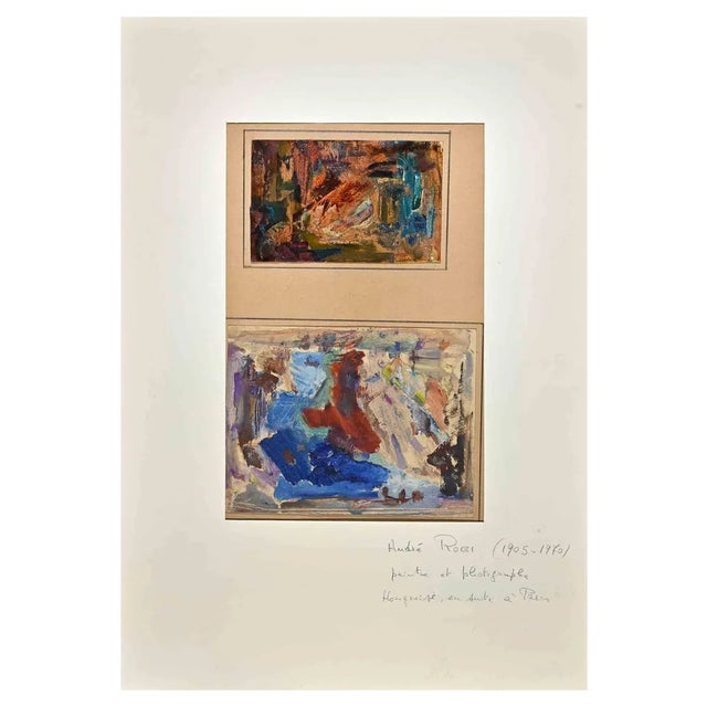 André Rogi, Abstract Composition, Original Oil Painting, Mid 20th Century For Sale