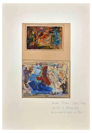 André Rogi, Abstract Composition, Original Oil Painting, Mid 20th Century