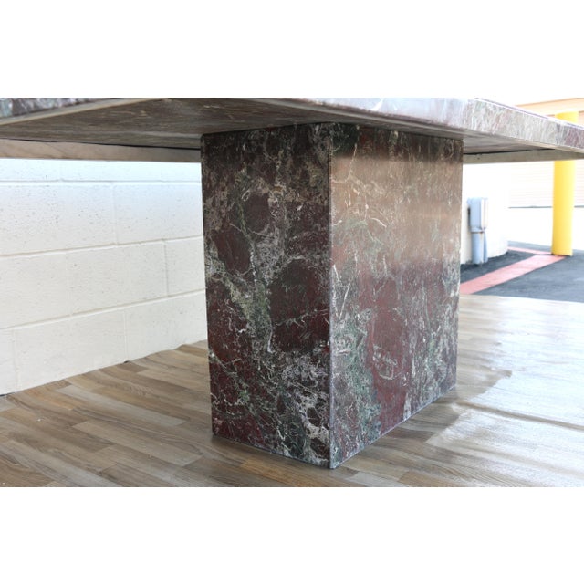 1970s Italian Postmodern Rosso Levanto Marble Dining Table | Monumental Modern Pedestal Table For Sale - Image 15 of 18
