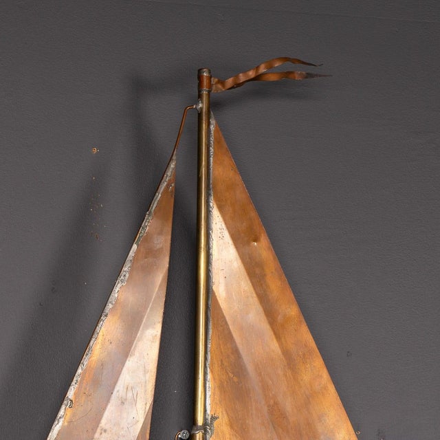 Vintage 20th Century Wall Hanging Copper Sculpture of a Racing Yacht, 1960s For Sale - Image 4 of 13
