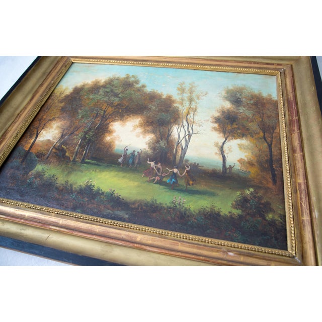 19th Century French School Romantic parties in a park Pair of oil paintings on canvas Dimensions: 49cm x 65cm each...