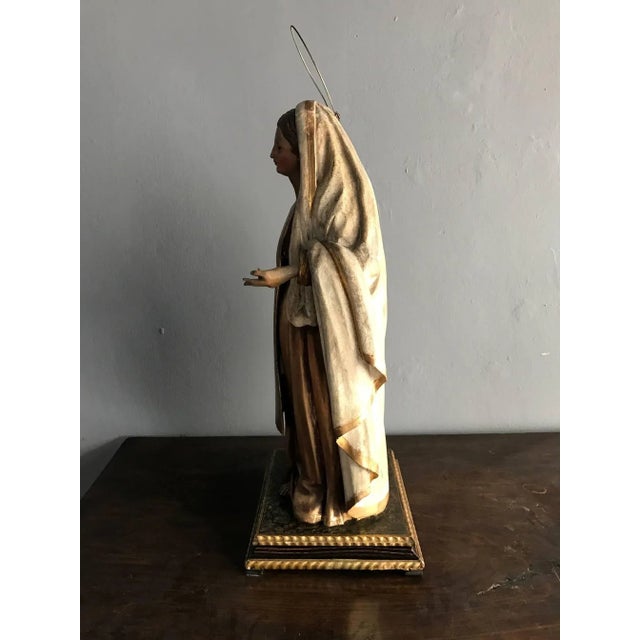 Antique Spanish Colonial Statue Santo Madonna For Sale - Image 4 of 11