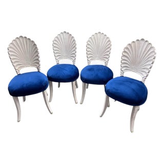 1980s Venetian Grotto Style 4 Shell Back Dining Chairs For Sale