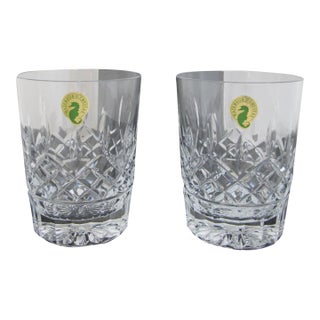 Waterford Crystal Lismore Double Old Fashioned Glass Set of 2 Unused in Box For Sale