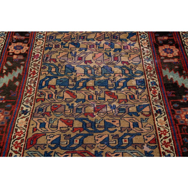 Brown Antique Persian Bidjar Handmade Brown Wool Rug With Floral Pattern For Sale - Image 8 of 9
