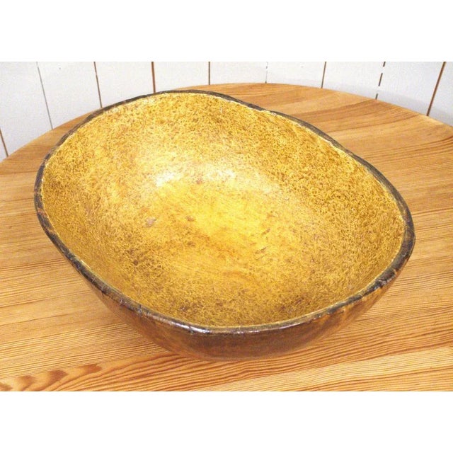 Black Large Antique Swedish Folklore Birchwood Bowl For Sale - Image 8 of 11
