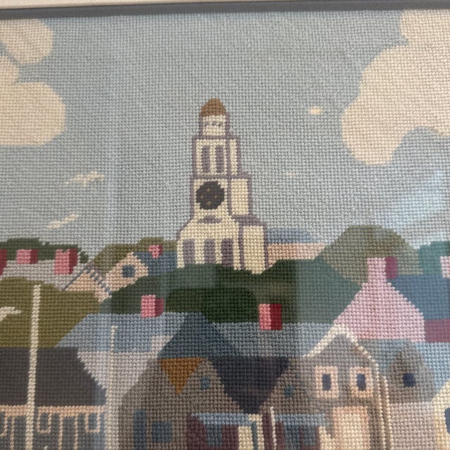 Framed Needlepoint of Nantucket Harbor For Sale - Image 4 of 10