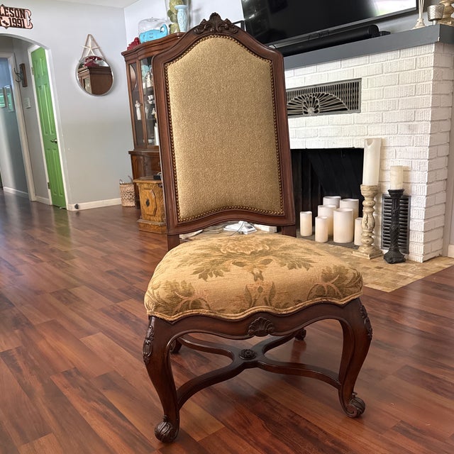 Late 20th Century Late 20th Century French Louis XV Style High-Back Upholstered Dining Side Chairs - Set of 6 For Sale - Image 5 of 12