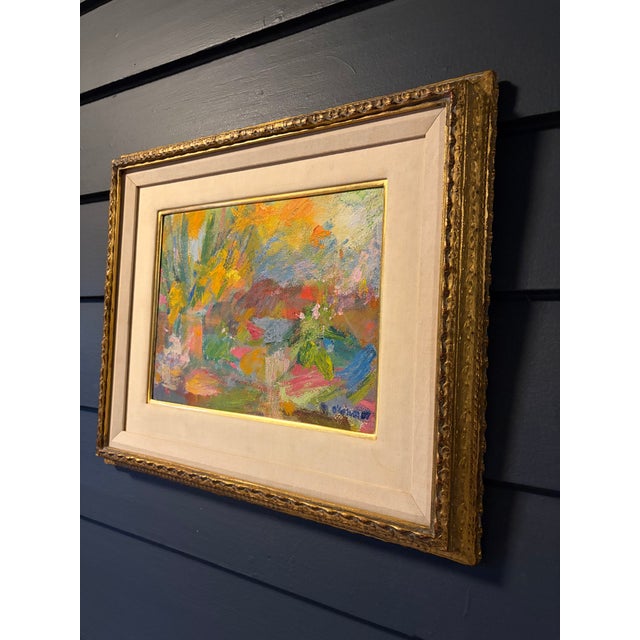 Mid 20th Century Expressive Abstract Landscape Oil Painting, Double Matted With Gold Frame For Sale In Philadelphia - Image 6 of 13