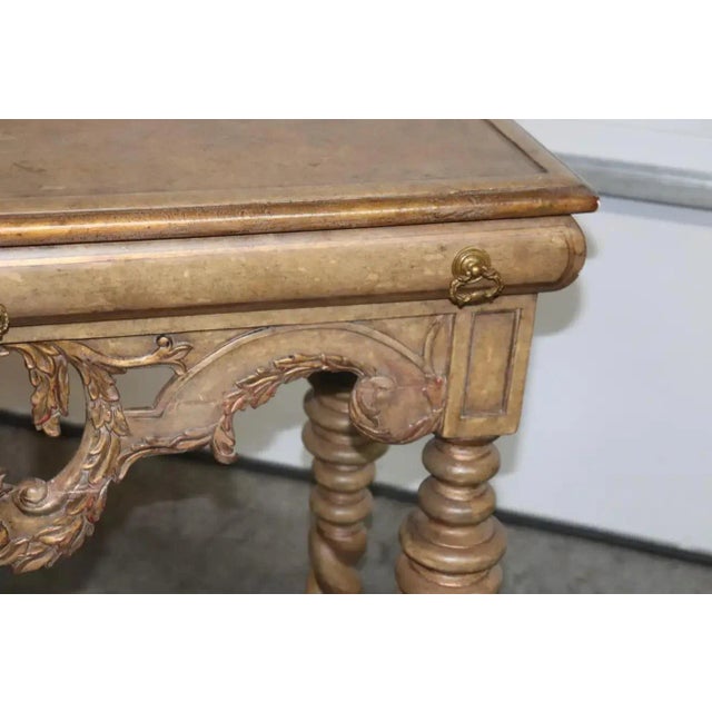 Gray Paint Decorated Barley Twist 2 Drawer Console Table For Sale - Image 9 of 13