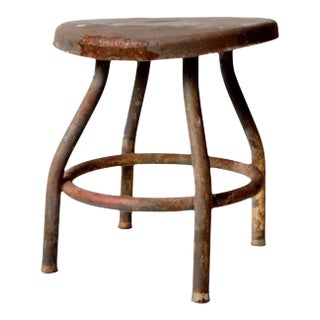 Vintage Industrial Metal Stool For Sale