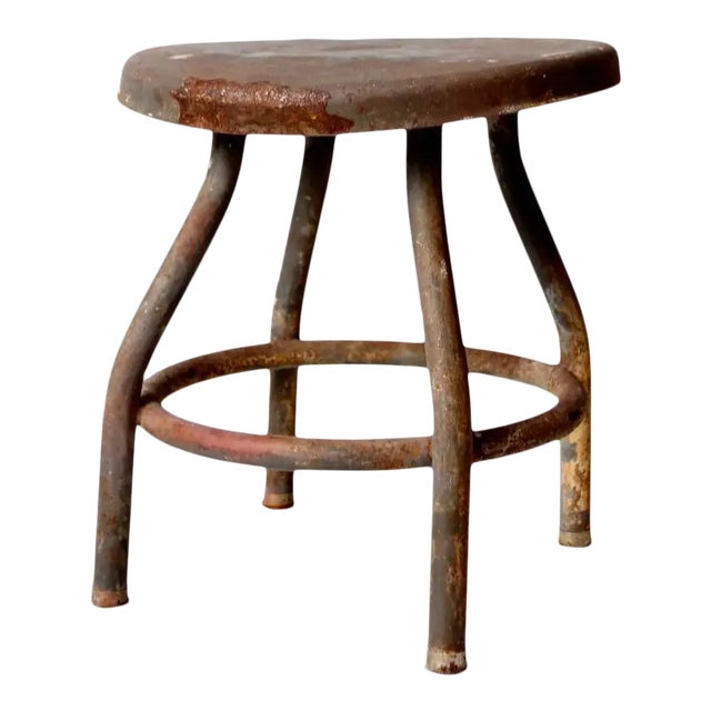 Vintage Industrial Metal Stool For Sale