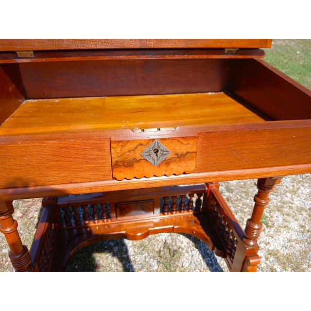 Antique Victorian Walnut Eastlake Ladies Desk 1870s For Sale - Image 13 of 18