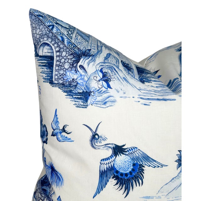 Traditional Grand Palace Pillow Covers in Blue, 22x22 Pillow For Sale - Image 3 of 3