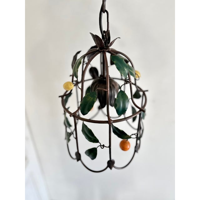 French Citrus Fruit Tole Cage Chandelier by J.P. Ryckaert, 1990s For Sale - Image 14 of 18