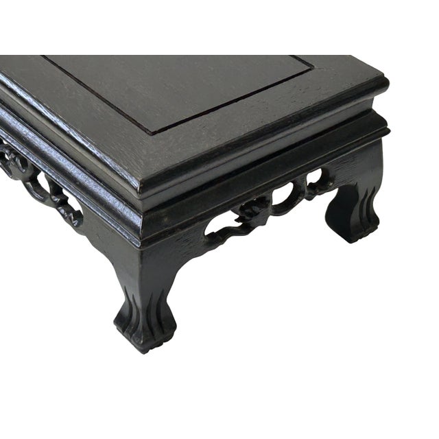 Wood 9" Brown Feather Pattern Rectangular Wood Display Stand Riser Easel For Sale - Image 7 of 7