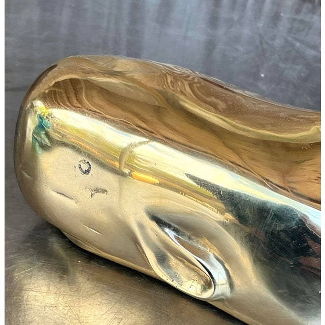 Vintage Boho Polished Brass Whale For Sale In West Palm - Image 6 of 6
