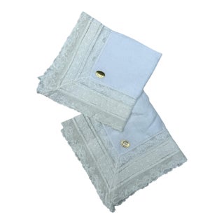 Pure Linen Imported French Lace Handkerchief- A Matching Pair For Sale