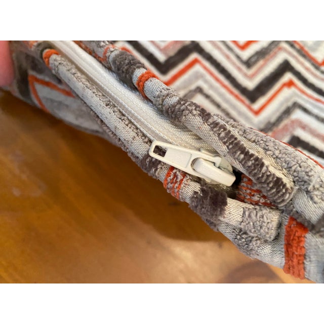 3 Vintage 1970’s Chevron Zig Zag Flocked 3d Velveteen Pillow Covers For Sale - Image 4 of 6