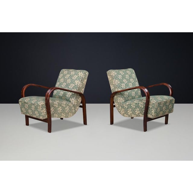 Cream Art Deco Bentwood Lounge Chairs by Koželka & Kropáček, Czech, 1930, Set of 2 For Sale - Image 8 of 17