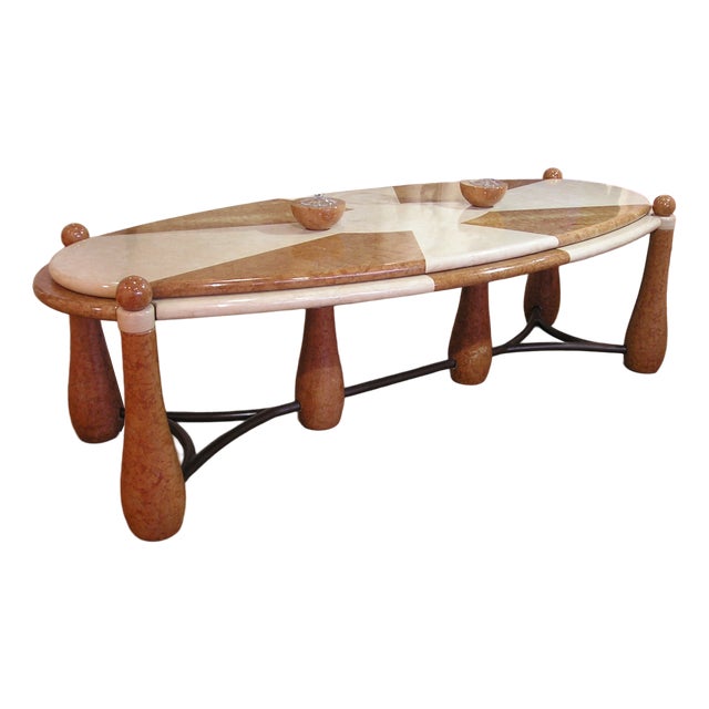 Oval Natural Marble Table by Grassi Achille For Sale
